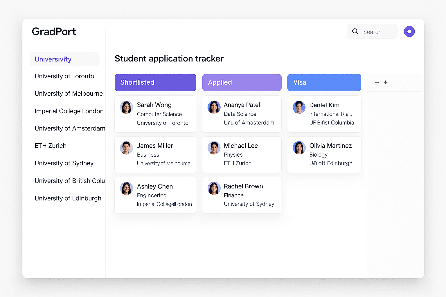 GradPort product screenshot